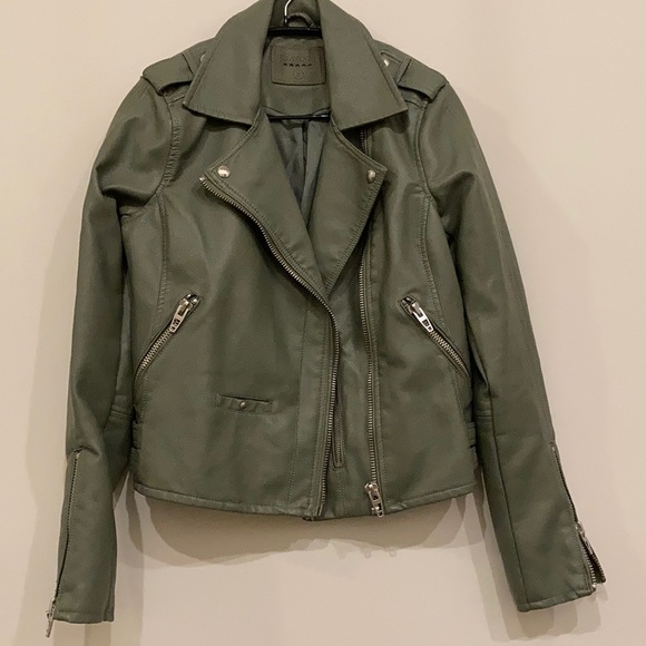 BLANK NYC sage green faux leather jacket, sz S - Picture 2 of 6